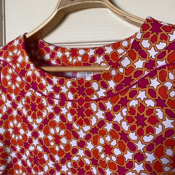 Lands' End Dress 3/4 Sleeve Multi-Color Stretch‎ Geometric Women's Petite Medium - Picture 3 of 8